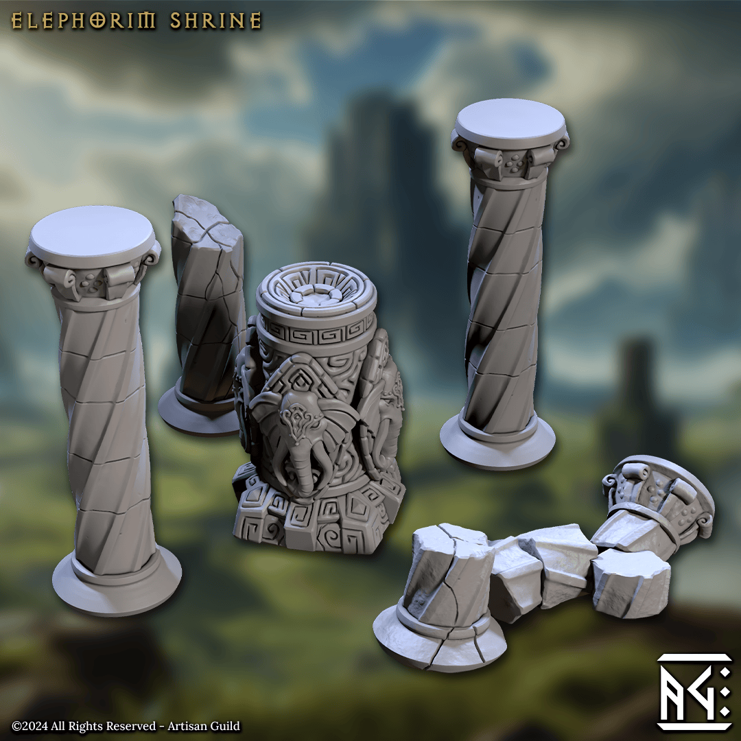 3D Printed Artisan Guild Elephorim Shrine Elephorim Ivory Sentinels 28mm 32mm - 3D Printing Boss 