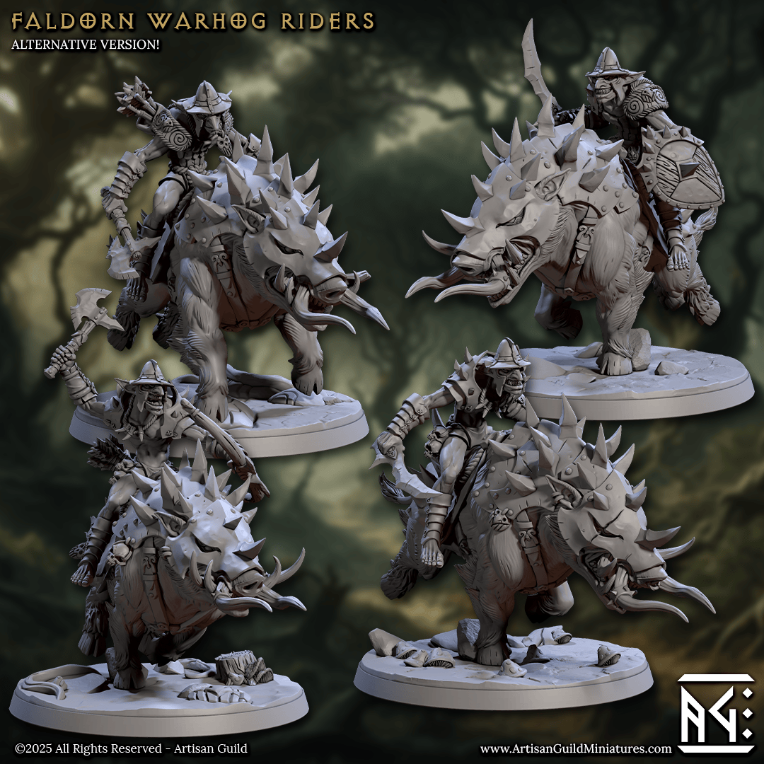 3D Printed Artisan Guild Faldorn Warhogs Riders Set Faldorn Hobgoblin Set 28mm 32mm - 3D Printing Boss 