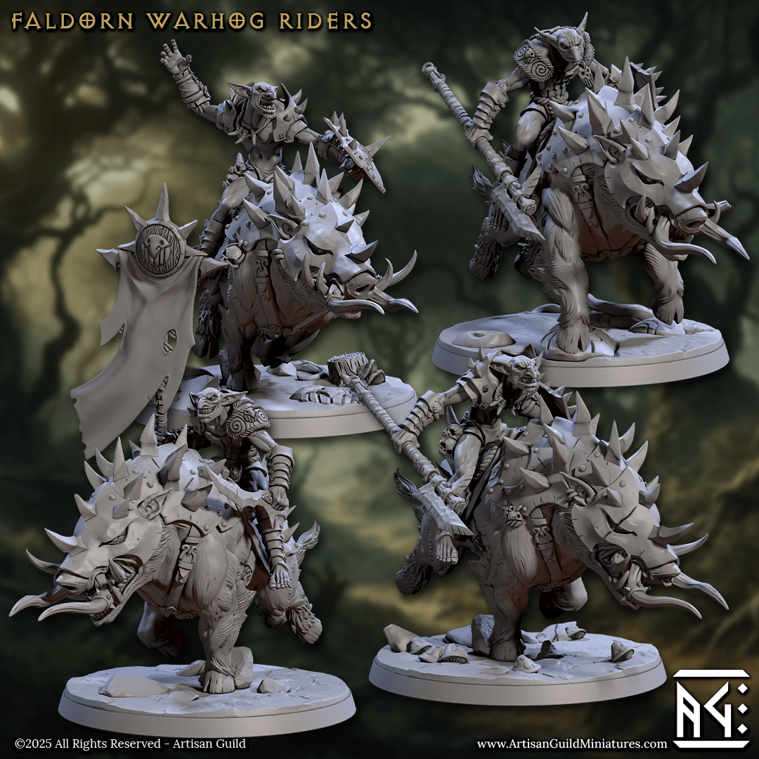 3D Printed Artisan Guild Faldorn Warhogs Riders Set Faldorn Hobgoblin Set 28mm 32mm - 3D Printing Boss 