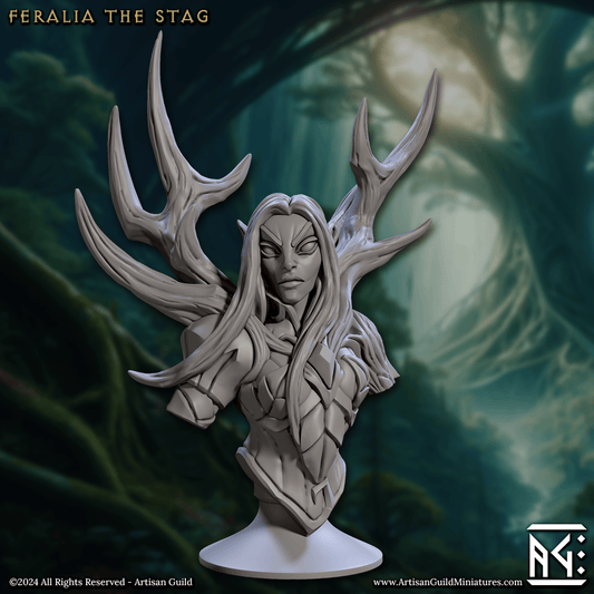 3D Printed Artisan Guild Feralia the Stag Bust 28mm 32mm - 3D Printing Boss 
