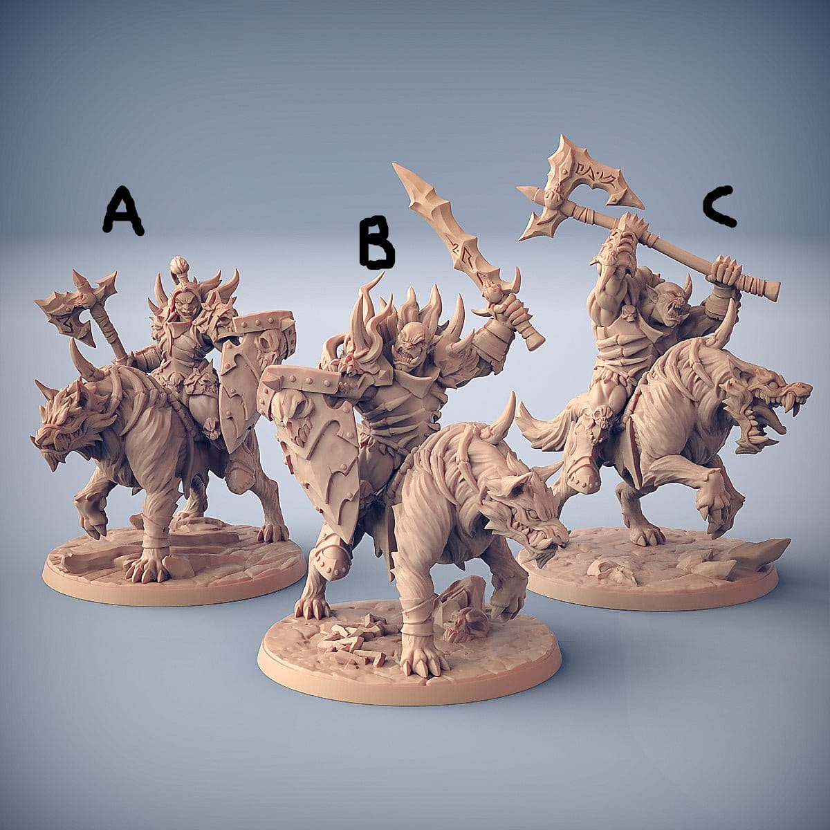 3D Printed Artisan Guild Frostmetal Worg Riders Frostmetal Clan 28mm 32mm - 3D Printing Boss 