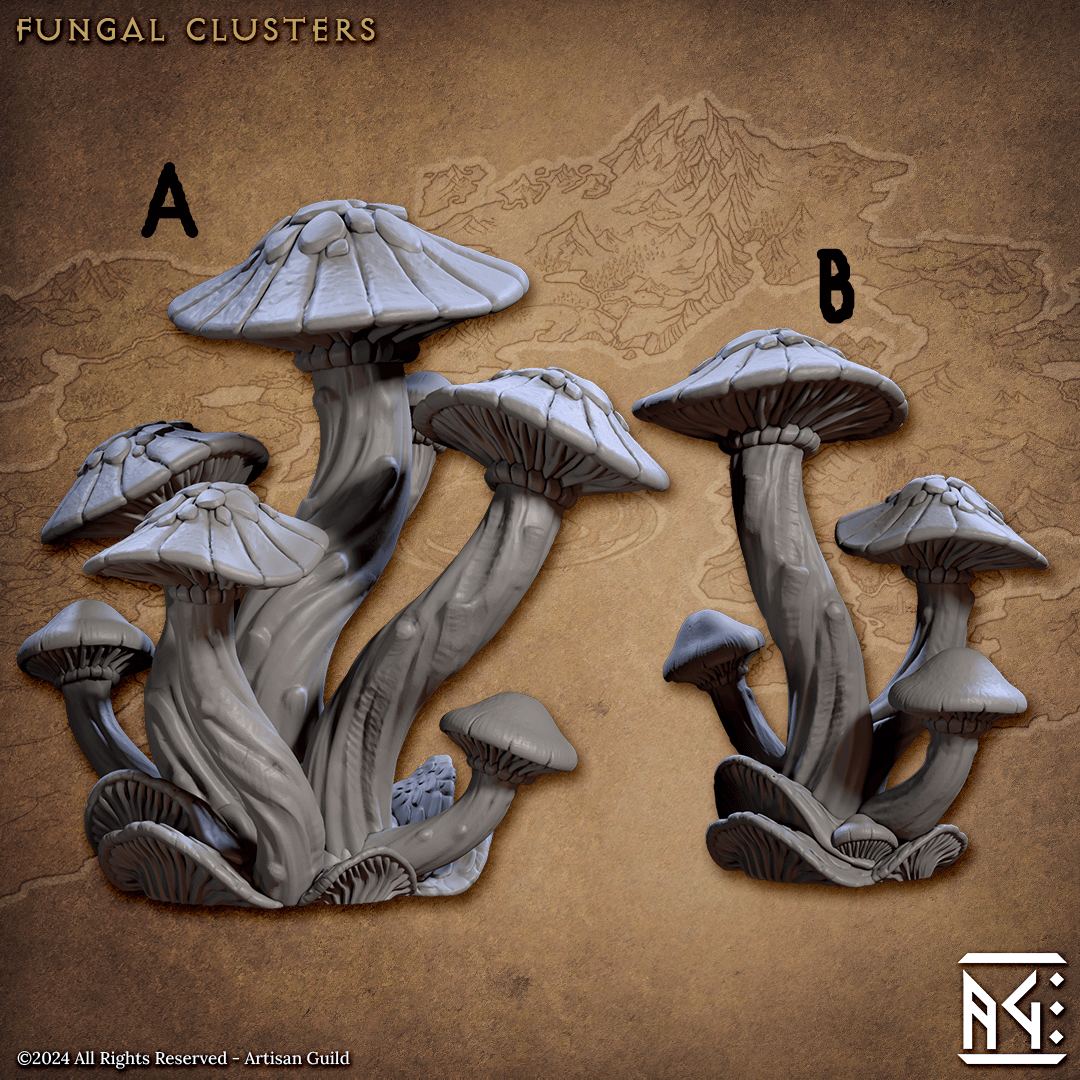 3D Printed Artisan Guild Fungal Clusters Deeproot Lurikeen Set 28mm 32mm - 3D Printing Boss 