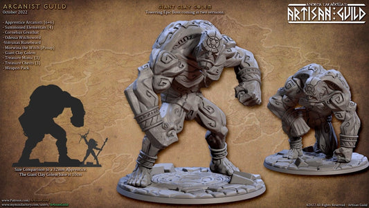 3D Printed Artisan Guild Giant Clay Golem Set Arcanists Guild 28mm 32mm - 3D Printing Boss 