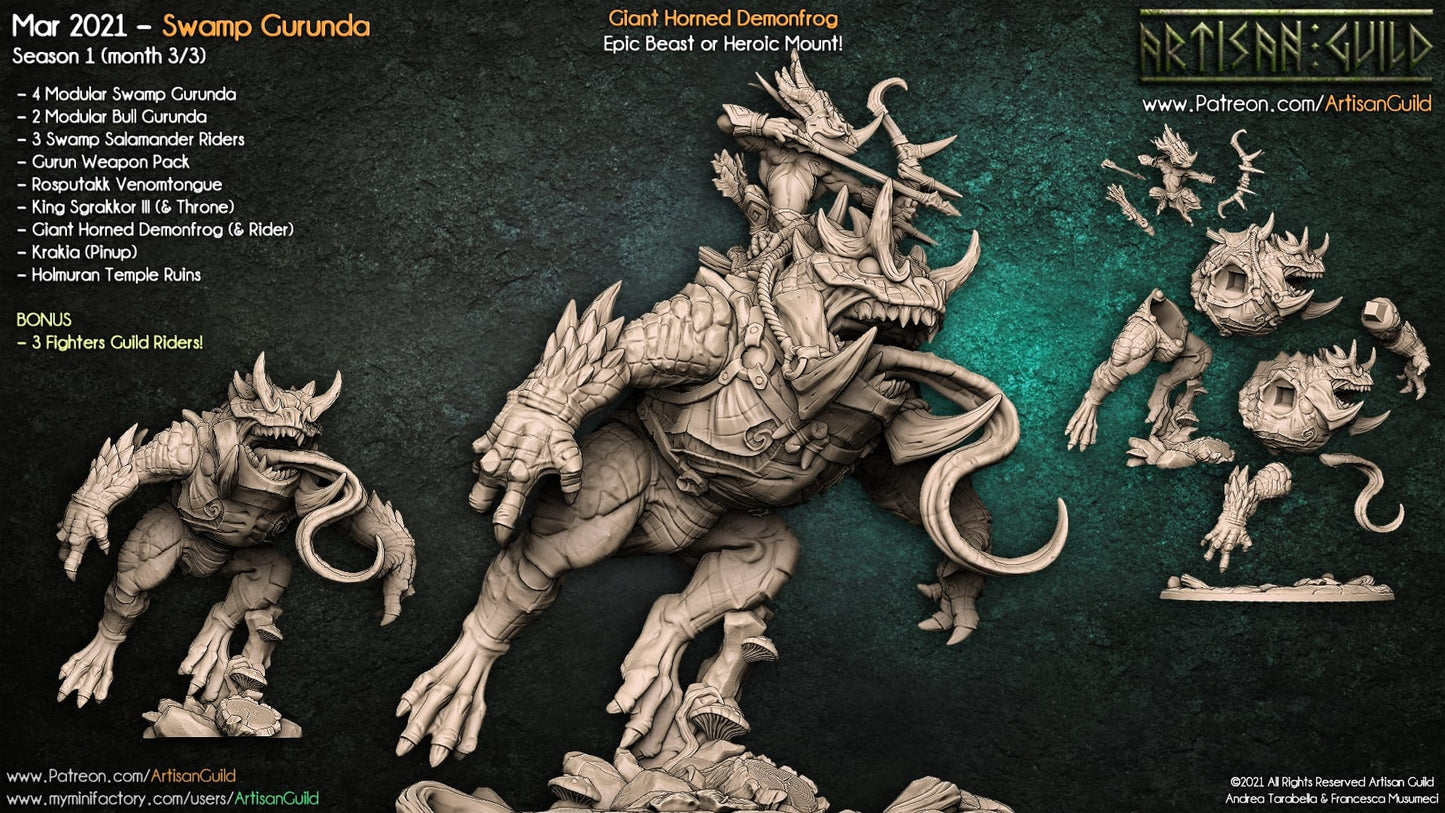 3D Printed Artisan Guild Giant Horned Demonfrog Swamp Gurunda 28mm 32mm - 3D Printing Boss 