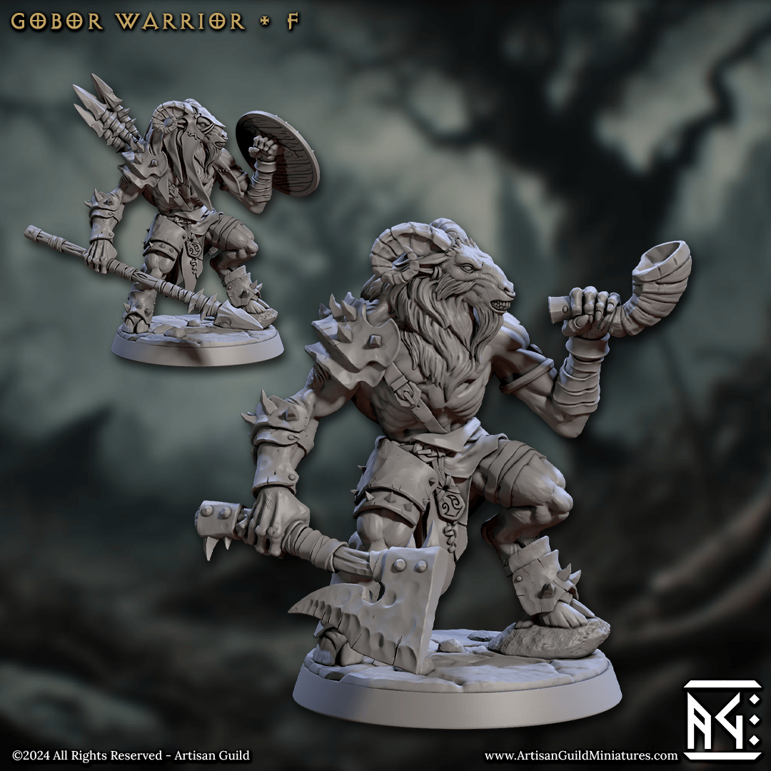3D Printed Artisan Guild Gobor Warriors Set Rise of the Beastmen Set 28mm 32mm - 3D Printing Boss 