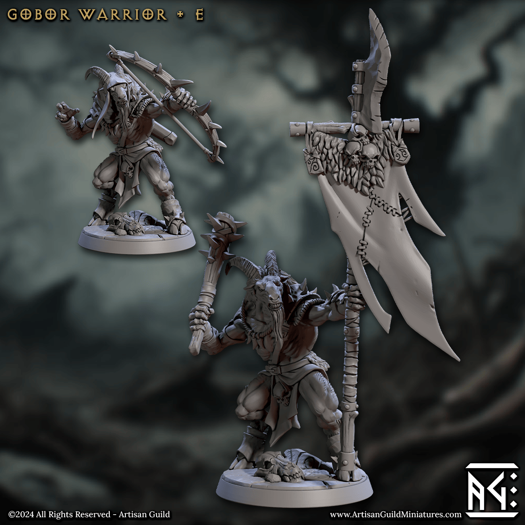 3D Printed Artisan Guild Gobor Warriors Set Rise of the Beastmen Set 28mm 32mm - 3D Printing Boss 