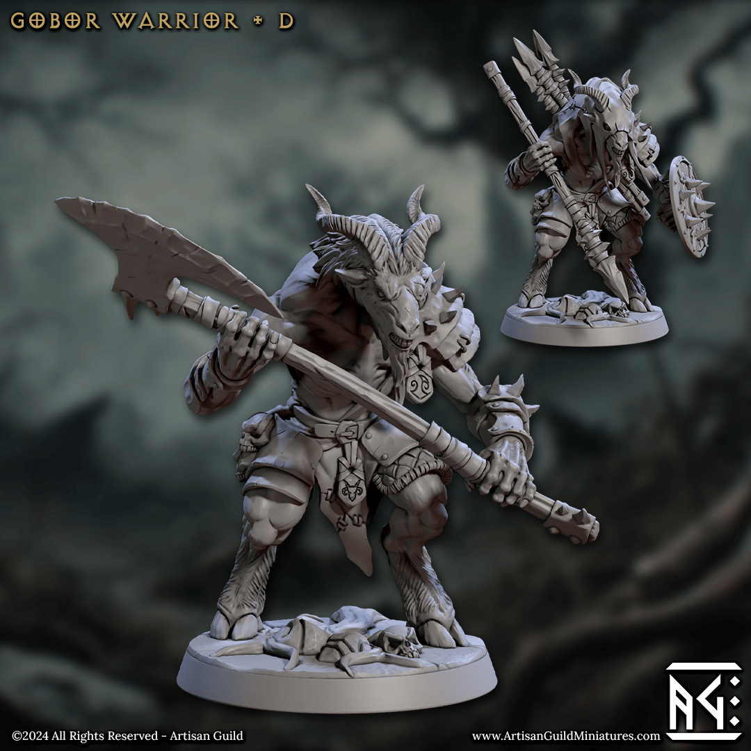 3D Printed Artisan Guild Gobor Warriors Set Rise of the Beastmen Set 28mm 32mm - 3D Printing Boss 