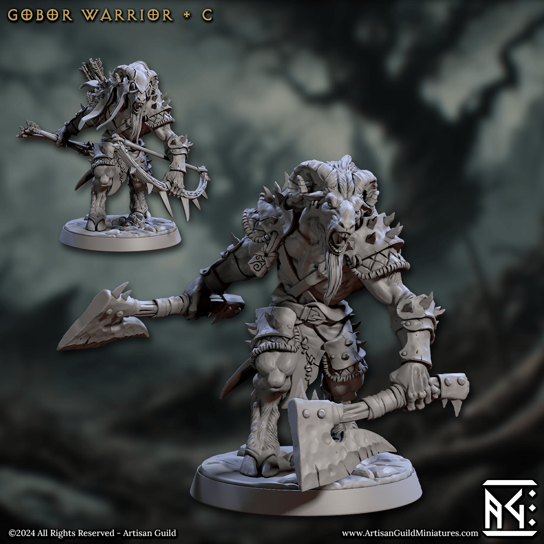 3D Printed Artisan Guild Gobor Warriors Set Rise of the Beastmen Set 28mm 32mm - 3D Printing Boss 