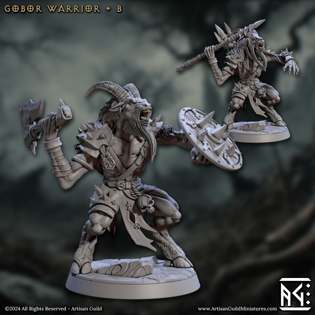 3D Printed Artisan Guild Gobor Warriors Set Rise of the Beastmen Set 28mm 32mm - 3D Printing Boss 
