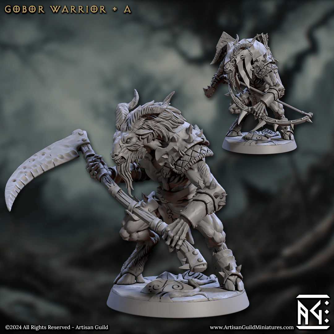 3D Printed Artisan Guild Gobor Warriors Set Rise of the Beastmen Set 28mm 32mm - 3D Printing Boss 