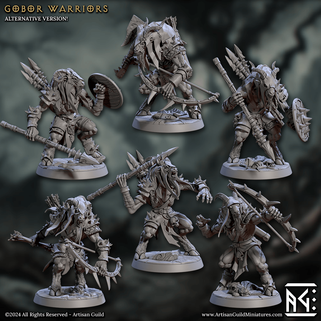 3D Printed Artisan Guild Gobor Warriors Set Rise of the Beastmen Set 28mm 32mm - 3D Printing Boss 