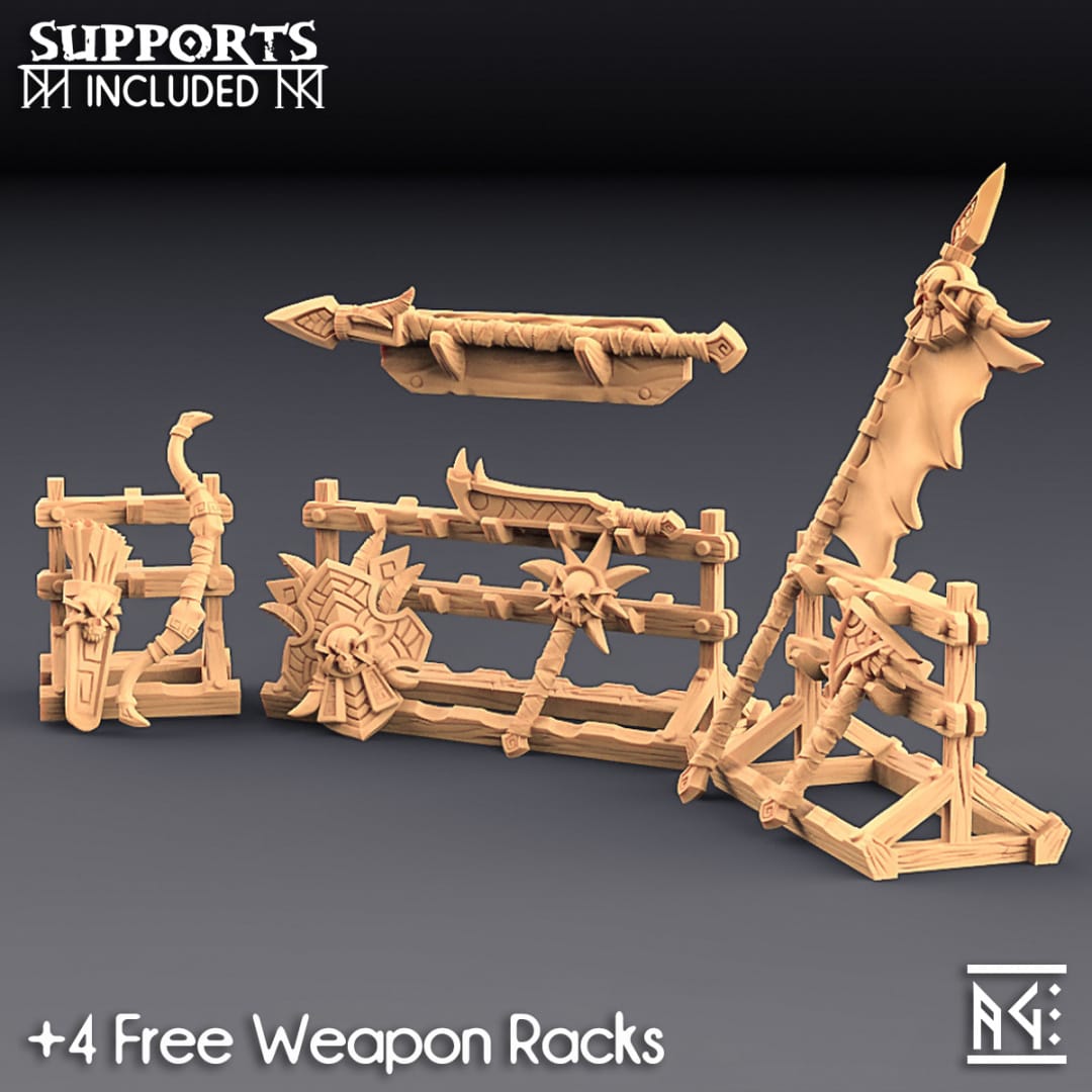 3D Printed Artisan Guild Goldmaw Lizards Weapons Rack Goldmaw Lizards Set 28mm 32mm - 3D Printing Boss 