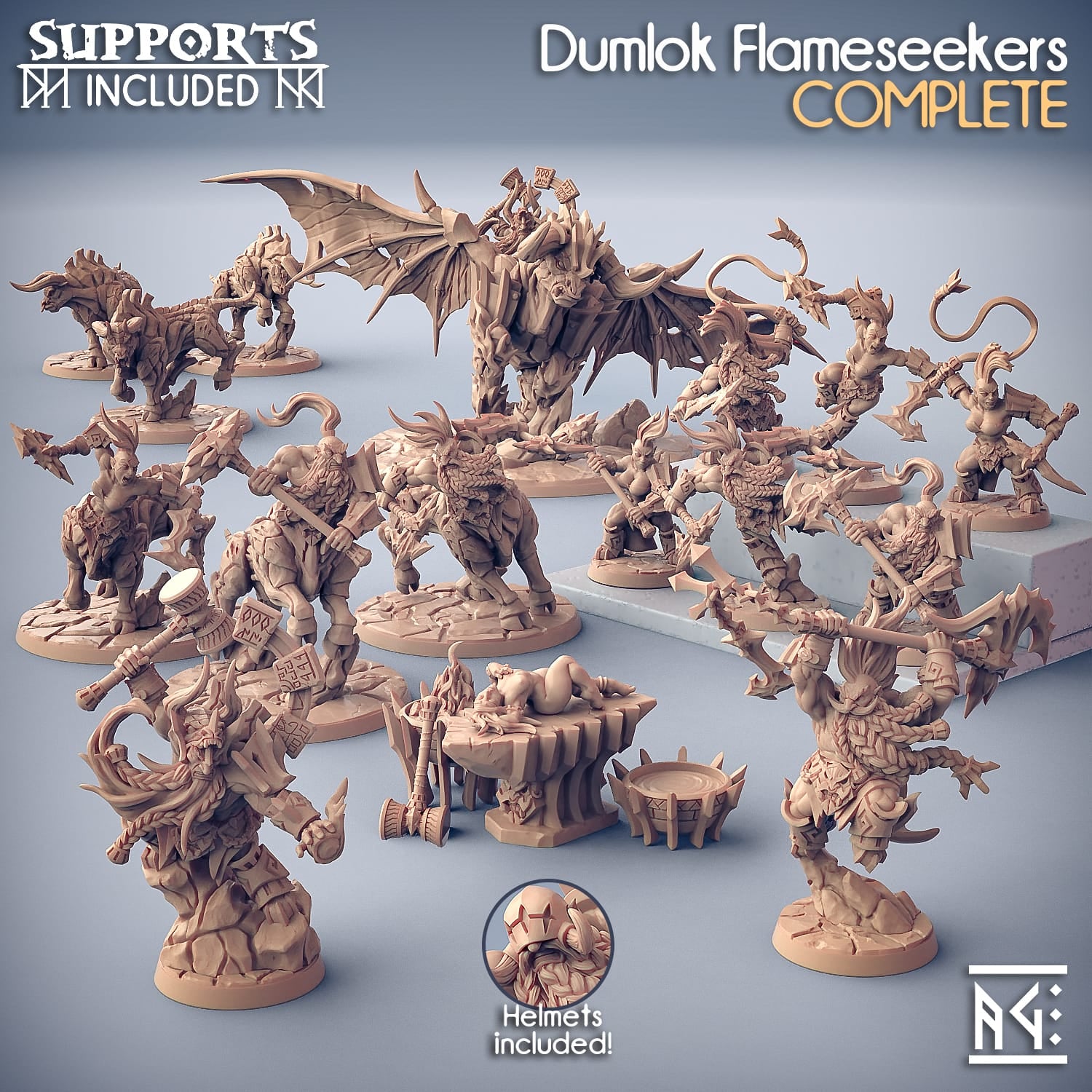 3D Printed Artisan Guild Gundrof Ragingfire Dumlok Flameseekers 28mm 32mm - 3D Printing Boss 