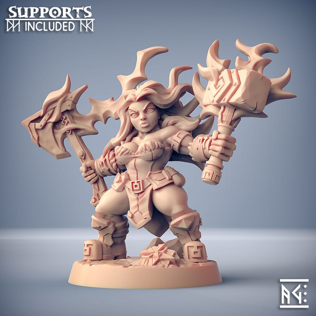 3D Printed Artisan Guild Helga Windfury Dwarven Oathbreakers 28mm 32mm - 3D Printing Boss 