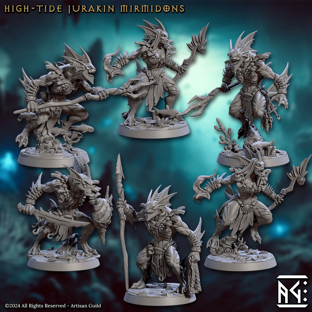 3D Printed Artisan Guild High Tide Jurakin Mirmidons Mirmidons of the Death Tide 28mm 32mm - 3D Printing Boss 