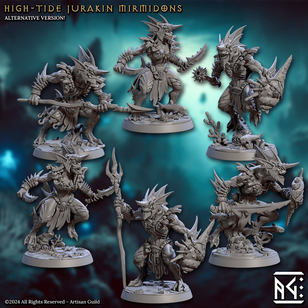 3D Printed Artisan Guild High Tide Jurakin Mirmidons Mirmidons of the Death Tide 28mm 32mm - 3D Printing Boss 