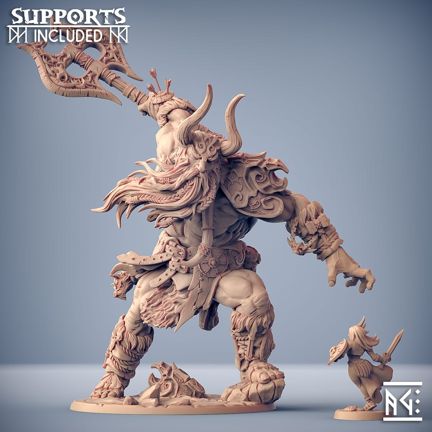 3D Printed Artisan Guild Hulgfnir Frost Jotunn Champion Epic Bosses 28mm 32mm - 3D Printing Boss 
