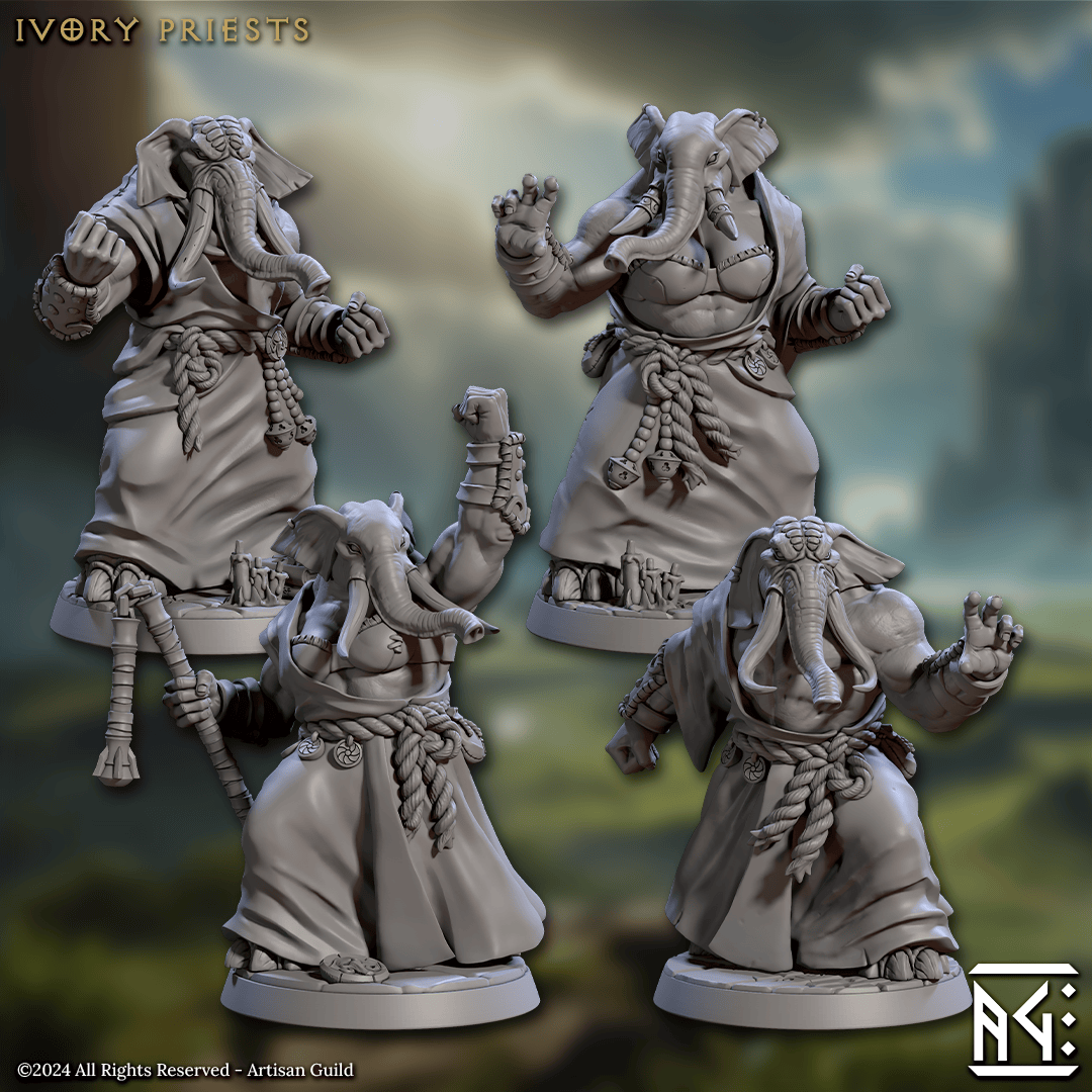 3D Printed Artisan Guild Ivory Priests Elephorim Ivory Sentinels 28mm 32mm - 3D Printing Boss 
