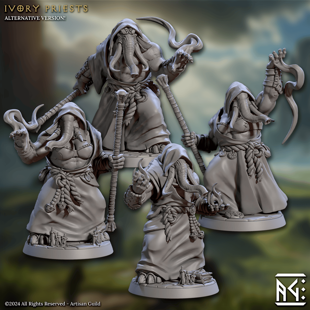 3D Printed Artisan Guild Ivory Priests Elephorim Ivory Sentinels 28mm 32mm - 3D Printing Boss 