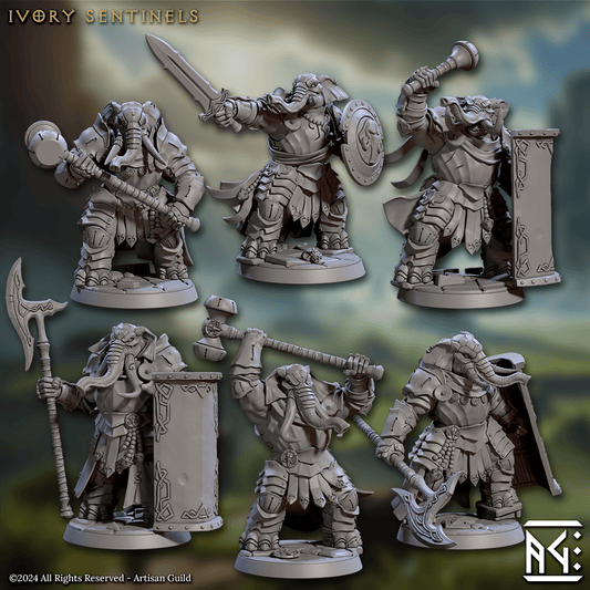 3D Printed Artisan Guild Ivory Sentinels Elephorim Ivory Sentinels 28mm 32mm - 3D Printing Boss 