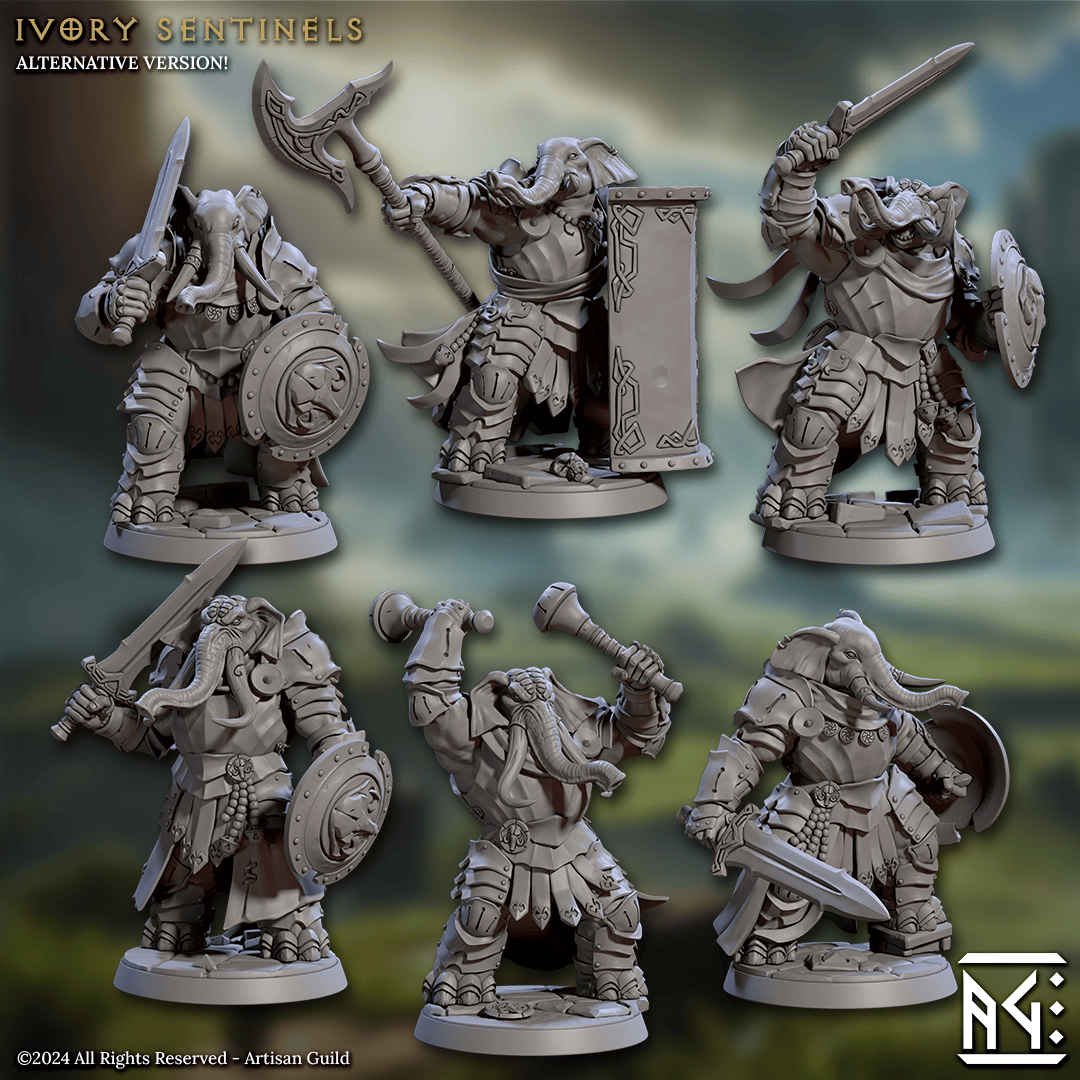3D Printed Artisan Guild Ivory Sentinels Elephorim Ivory Sentinels 28mm 32mm - 3D Printing Boss 