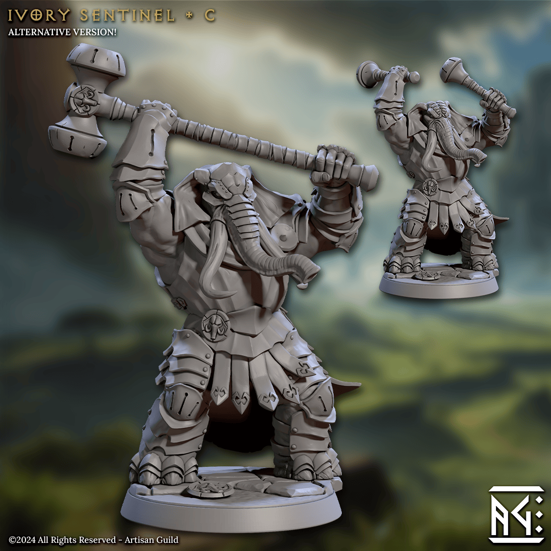 3D Printed Artisan Guild Ivory Sentinels Elephorim Ivory Sentinels 28mm 32mm - 3D Printing Boss 