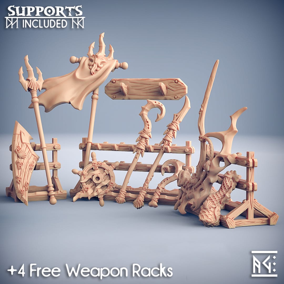 3D Printed Artisan Guild Jurakin Weapons Rack Death-Tide Jurakin 28mm 32mm - 3D Printing Boss 