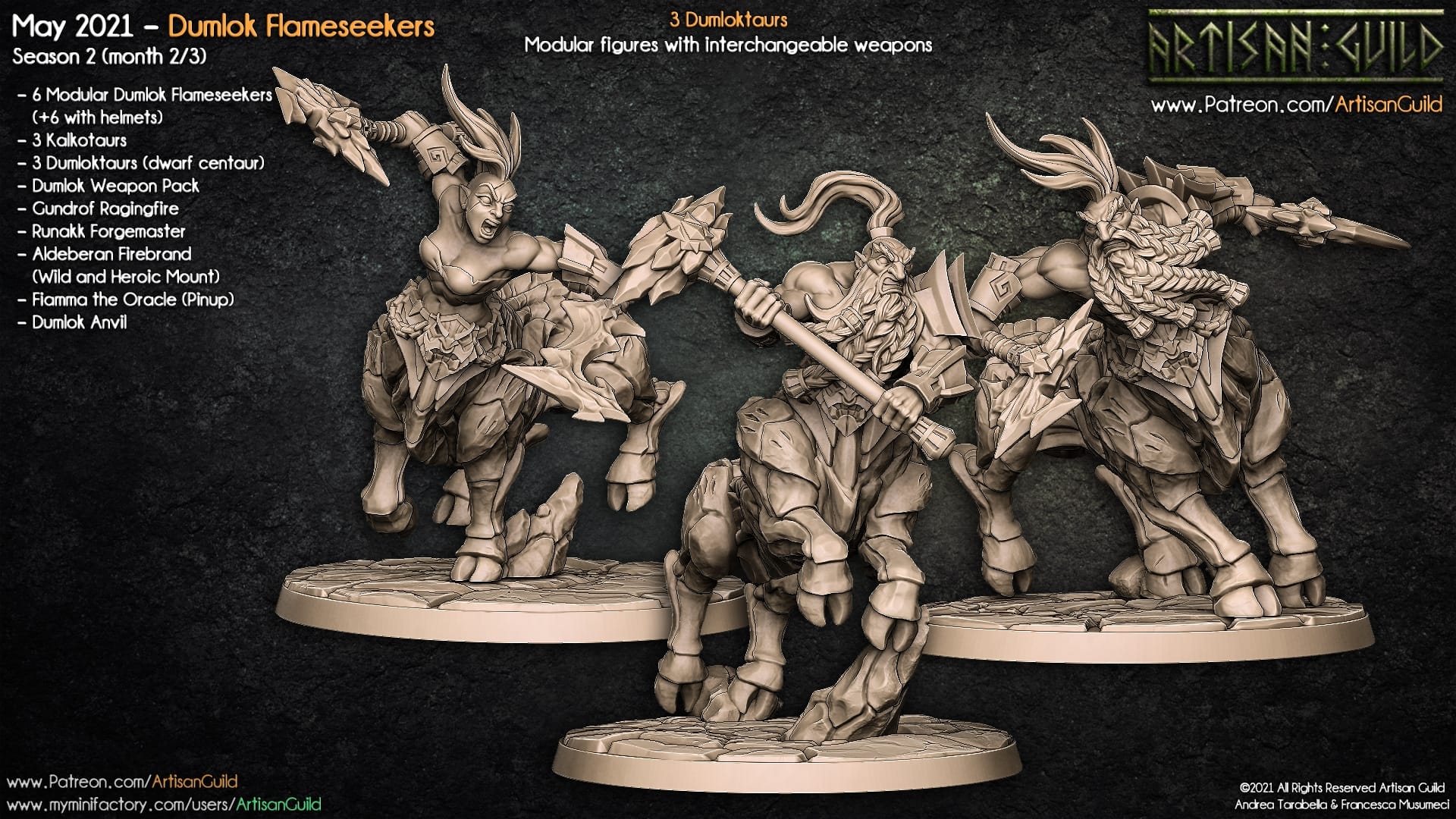 3D Printed Artisan Guild Kalkotaurs Dumlok Flameseekers 28mm 32mm - 3D Printing Boss 