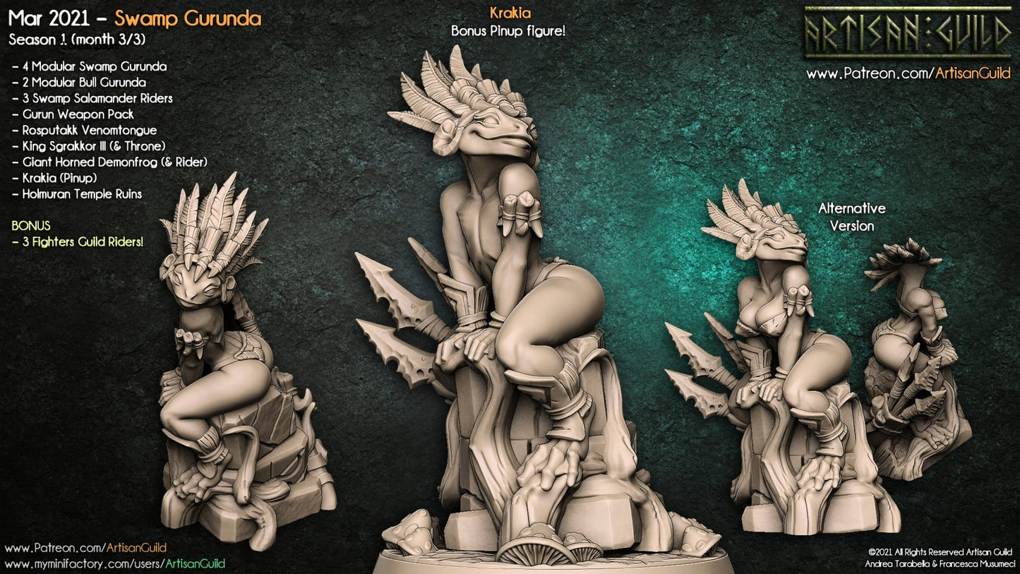 3D Printed Artisan Guild Krakia-Gurun Pinup Swamp Gurunda 28mm 32mm - 3D Printing Boss 