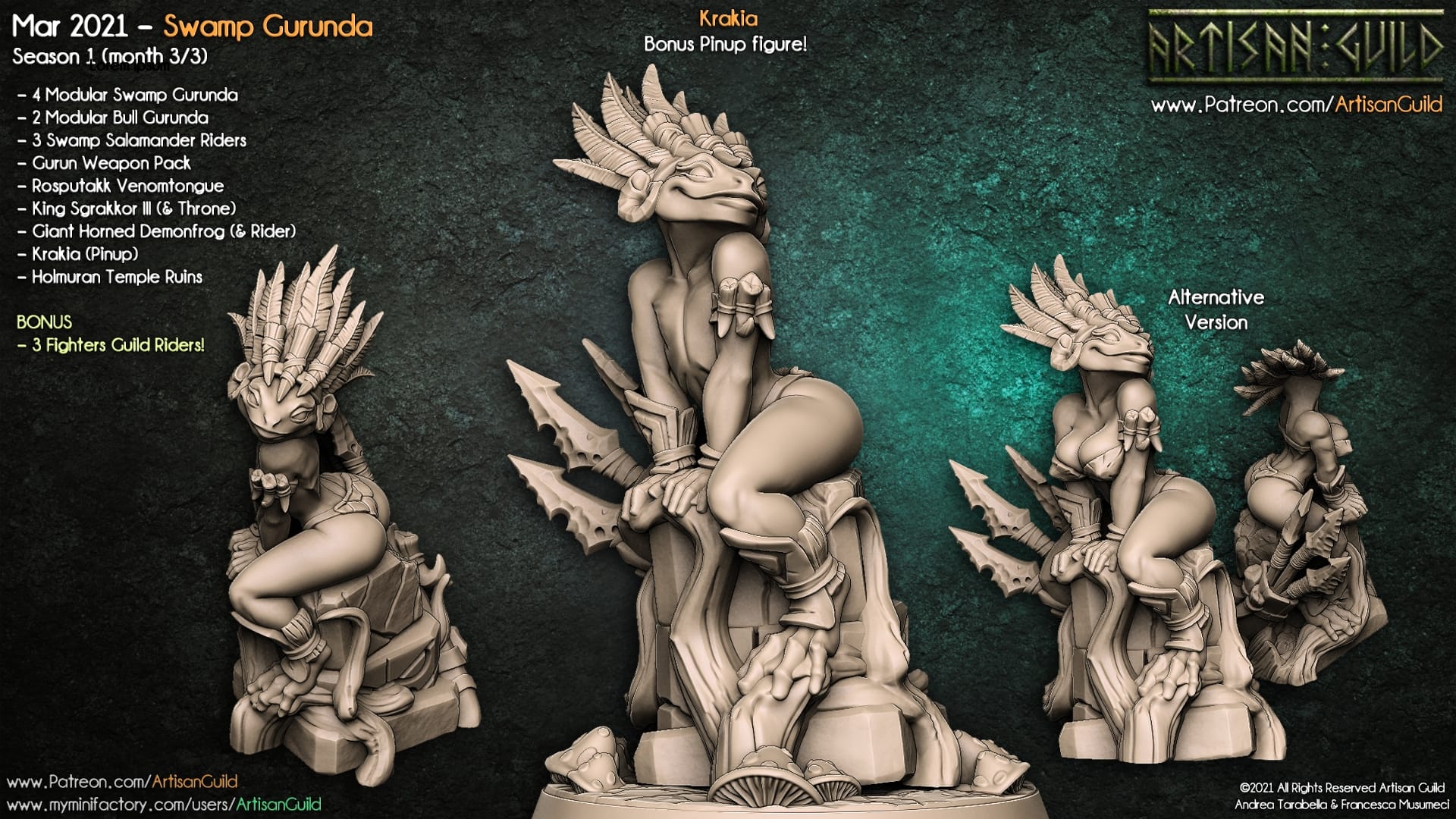 3D Printed Artisan Guild Krakia-Gurun Pinup Swamp Gurunda 28mm 32mm - 3D Printing Boss 