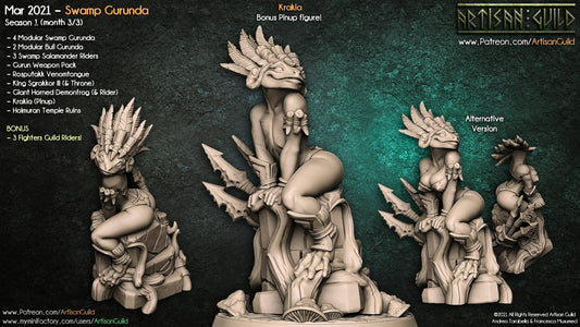 3D Printed Artisan Guild Krakia-Gurun Pinup Swamp Gurunda 28mm 32mm - 3D Printing Boss 