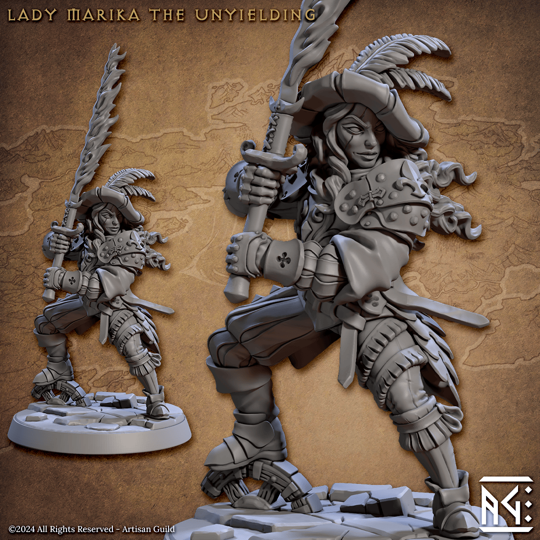 3D Printed Artisan Guild Lady Marika the Unyielding Vanguard Fighters Set 28mm 32mm - 3D Printing Boss 