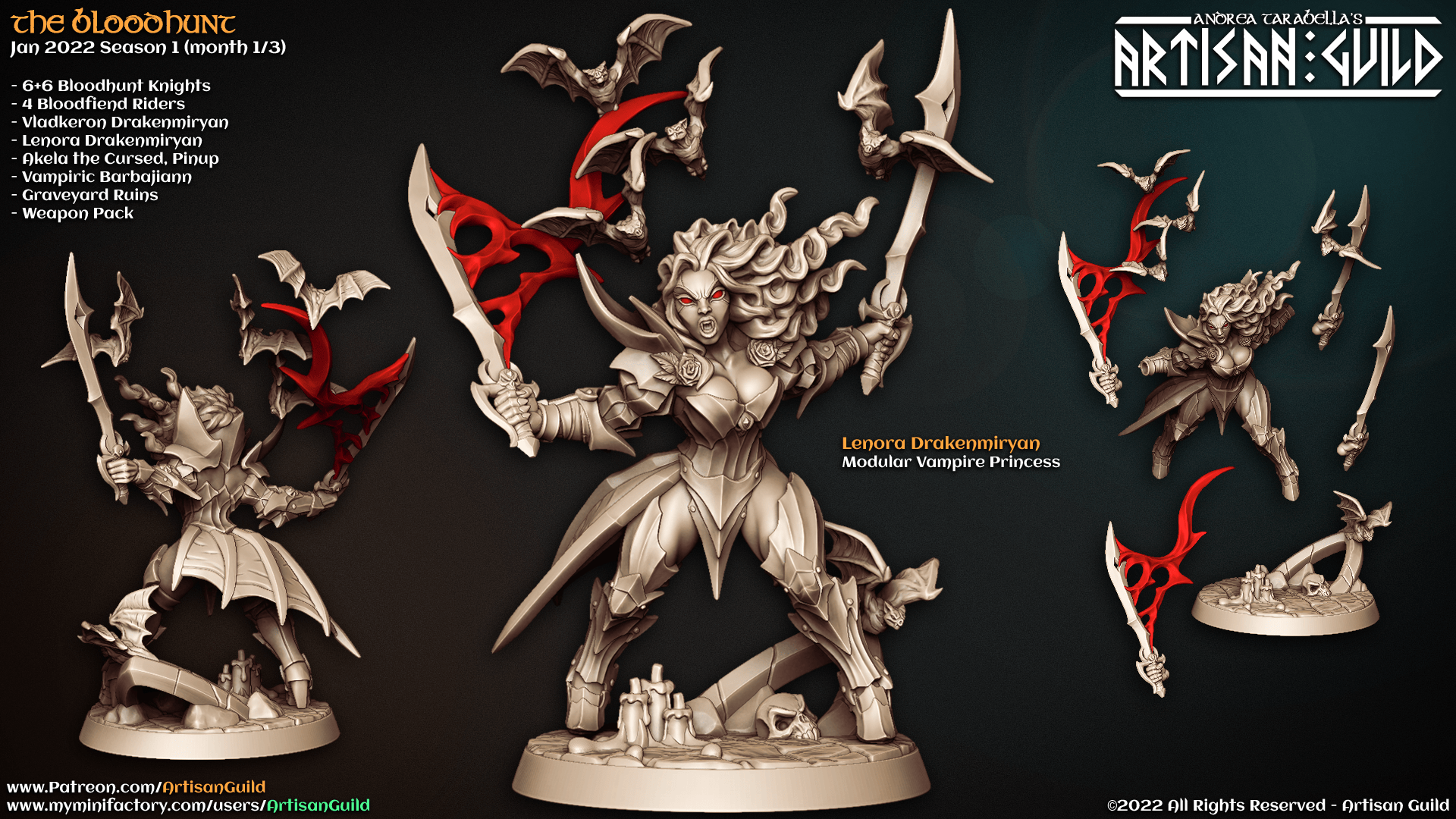 3D Printed Artisan Guild Lenora Drakenmiryan The Bloodhunt 28mm 32mm - 3D Printing Boss 