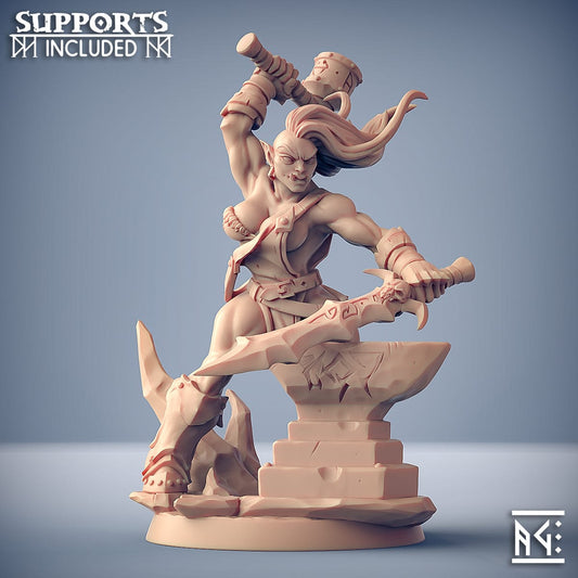 3D Printed Artisan Guild Logranna Helforge Orc Pinup Frostmetal Clan 28mm 32mm - 3D Printing Boss 