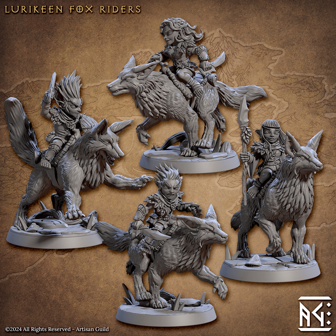 3D Printed Artisan Guild Lurikeens Fox Riders Deeproot Lurikeen Set 28mm 32mm - 3D Printing Boss 