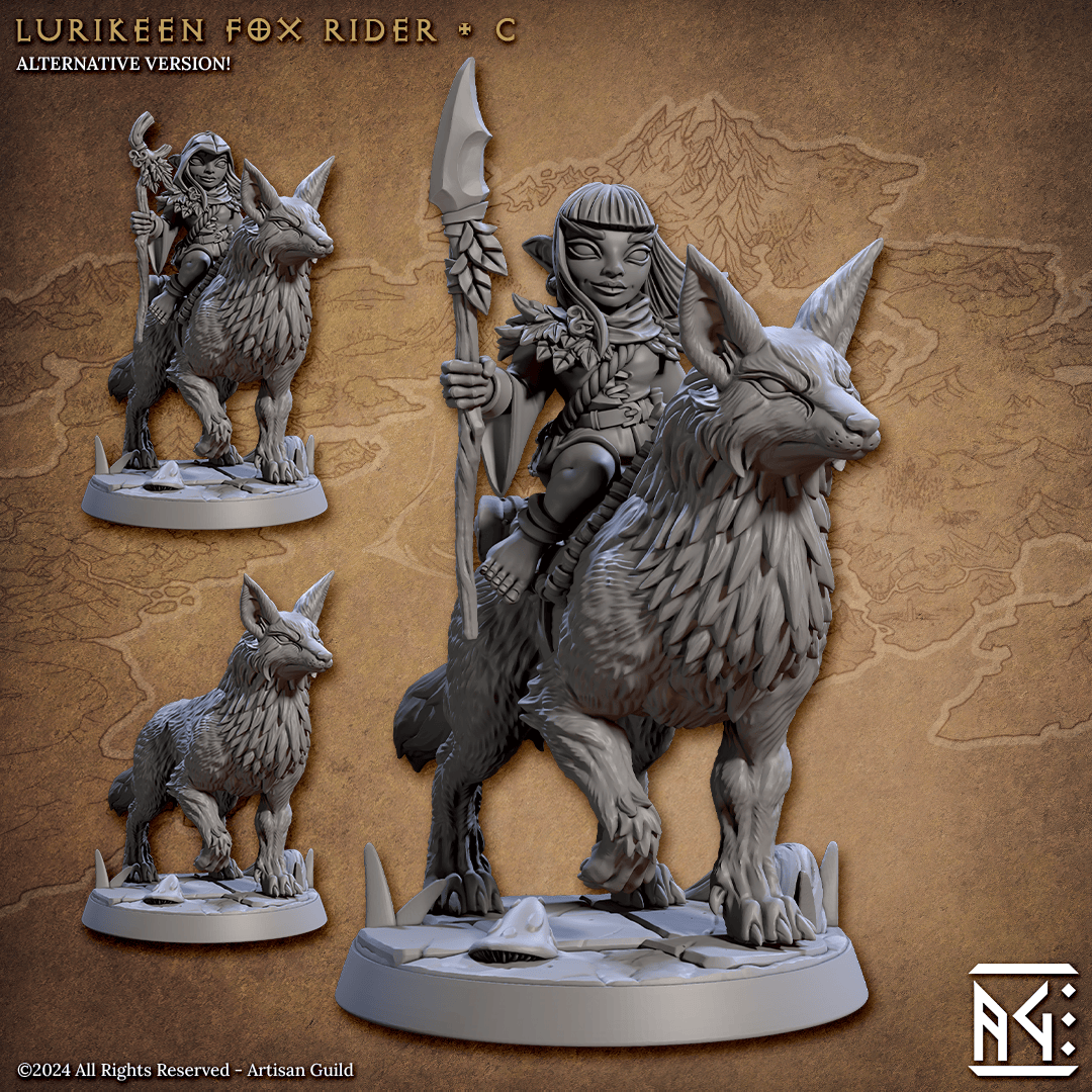 3D Printed Artisan Guild Lurikeens Fox Riders Deeproot Lurikeen Set 28mm 32mm - 3D Printing Boss 
