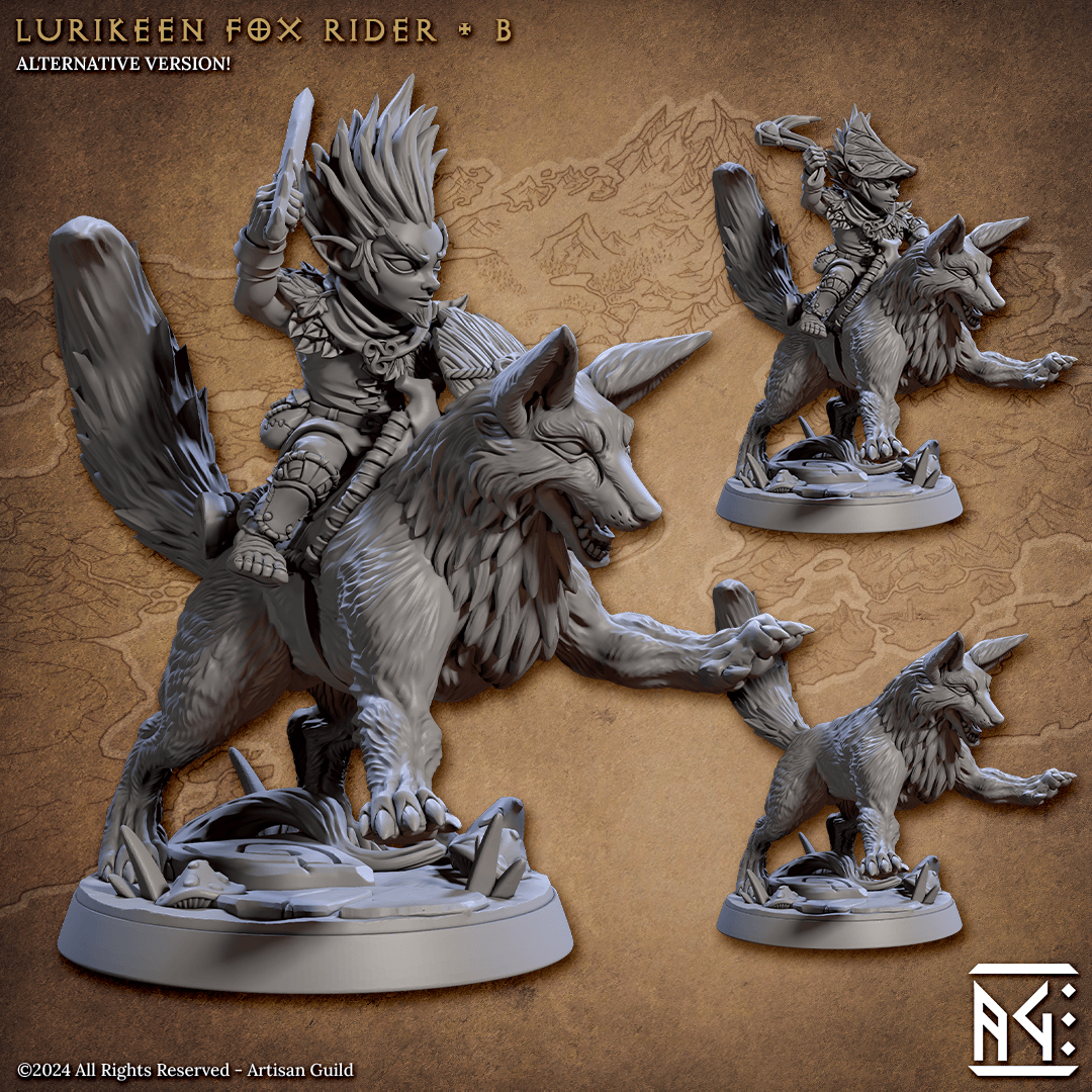 3D Printed Artisan Guild Lurikeens Fox Riders Deeproot Lurikeen Set 28mm 32mm - 3D Printing Boss 