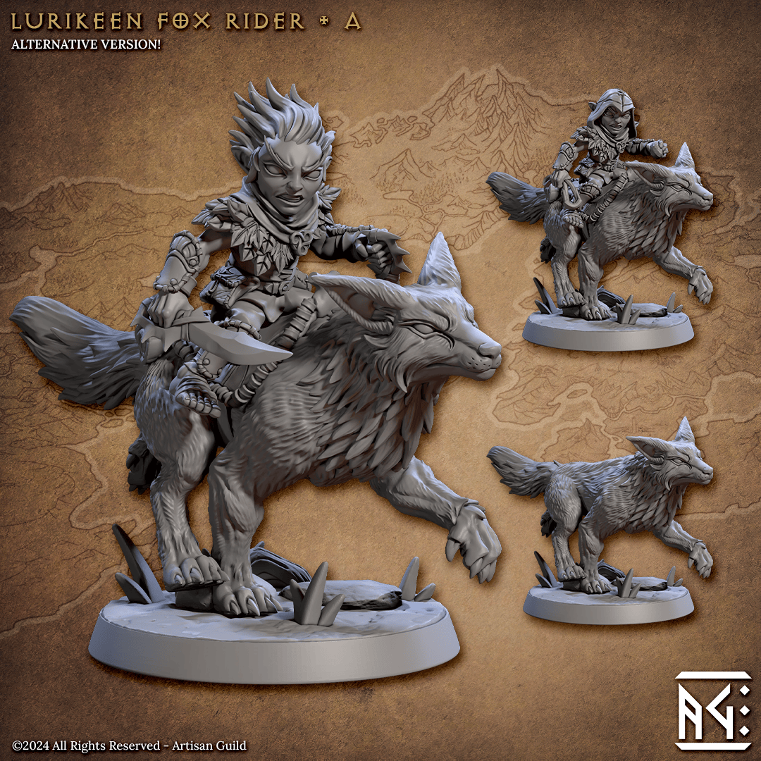 3D Printed Artisan Guild Lurikeens Fox Riders Deeproot Lurikeen Set 28mm 32mm - 3D Printing Boss 
