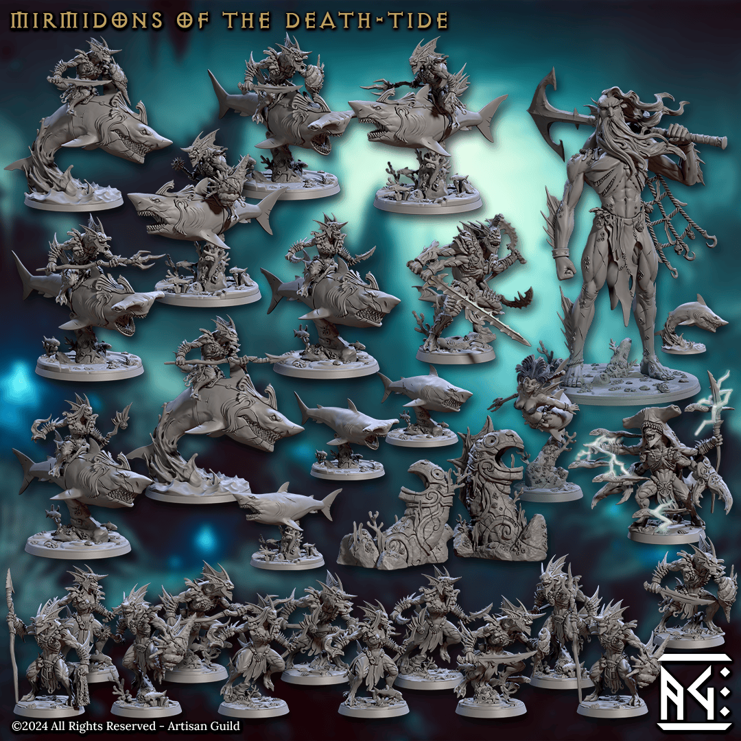3D Printed Artisan Guild Jurakin Sunken Effigys Mirmidons of the Death Tide 28mm 32mm - 3D Printing Boss 