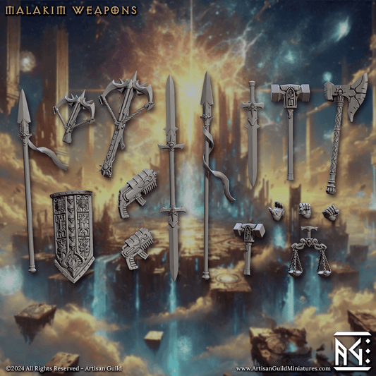 3D Printed Artisan Guild Malakim Standalone Weapons & Hands Wrath of the Malakim Set 28mm 32mm - 3D Printing Boss 