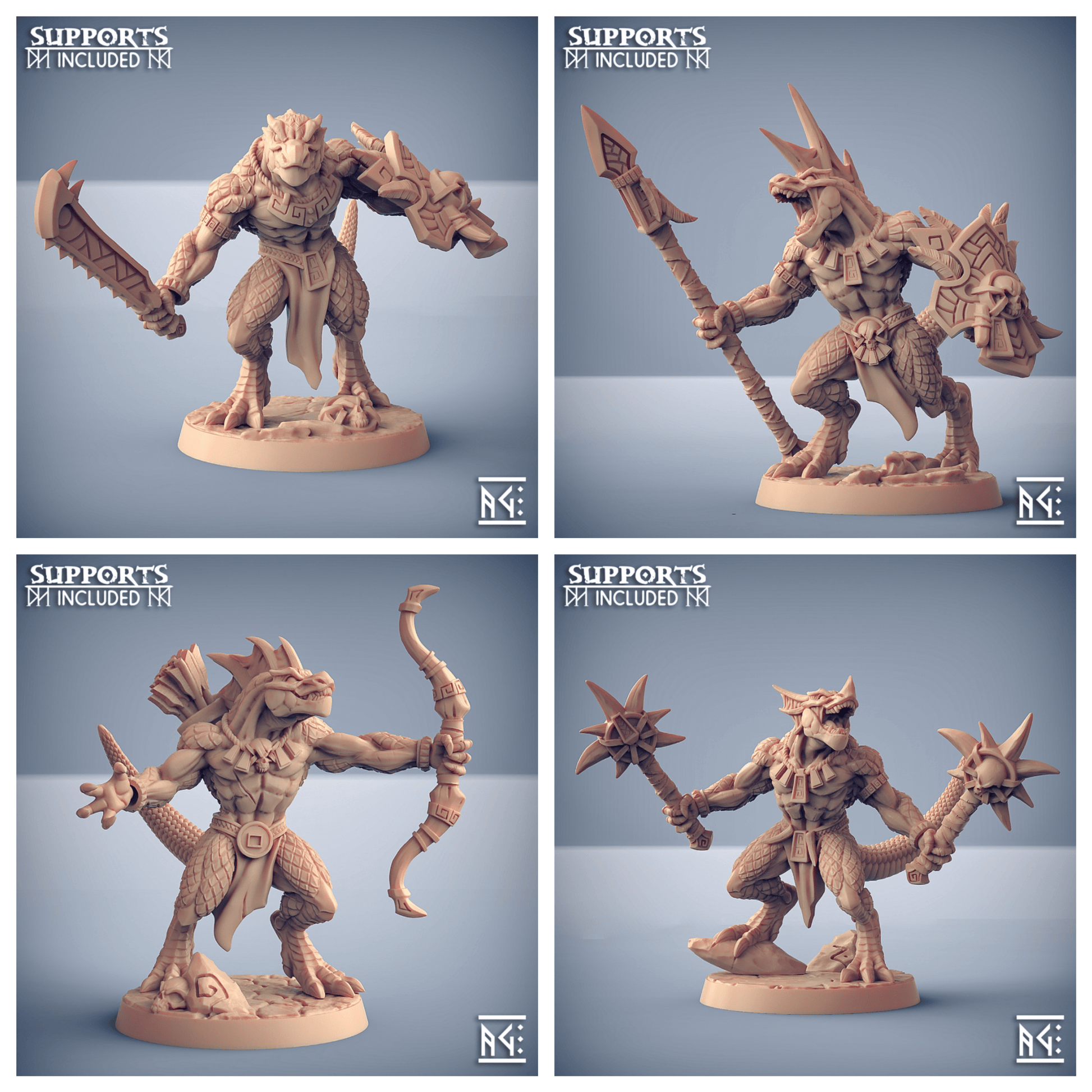 3D Printed Artisan Guild  Modular Goldmaw Lizards Goldmaw Lizards Set 28mm 32mm - 3D Printing Boss 
