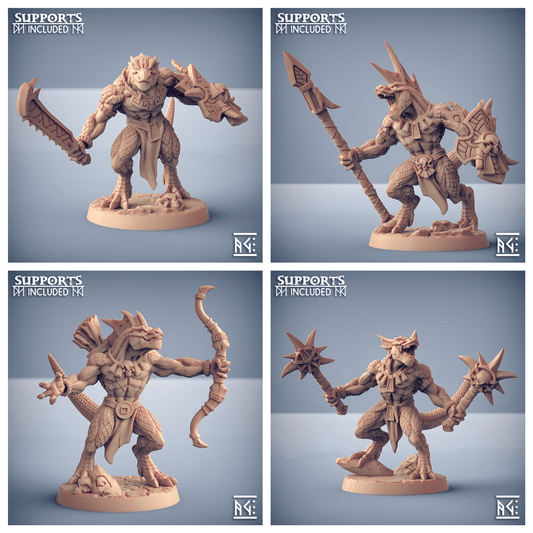 3D Printed Artisan Guild  Modular Goldmaw Lizards Goldmaw Lizards Set 28mm 32mm - 3D Printing Boss 