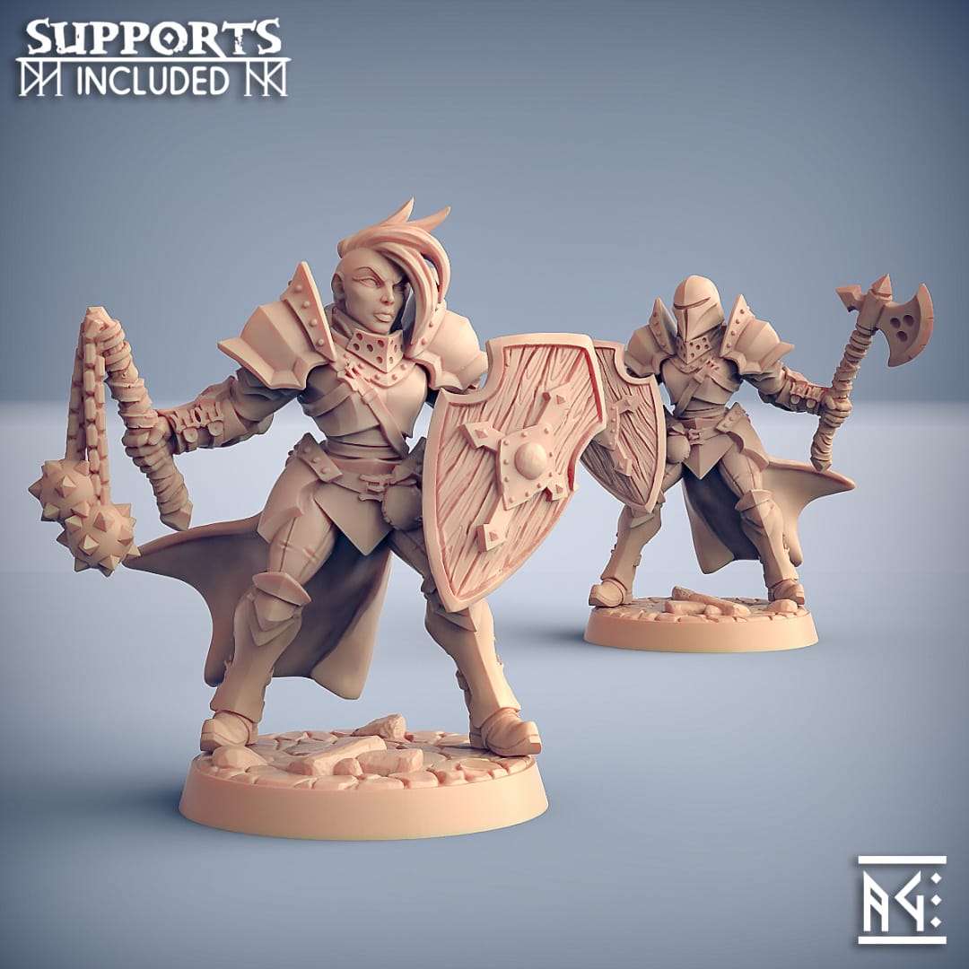 3D Printed Artisan Guild Modular Human Fighters Fighters Guild Set 28mm 32mm - 3D Printing Boss 