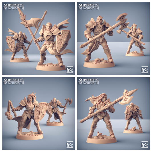 3D Printed Artisan Guild Modular Human Fighters Fighters Guild Set 28mm 32mm - 3D Printing Boss 