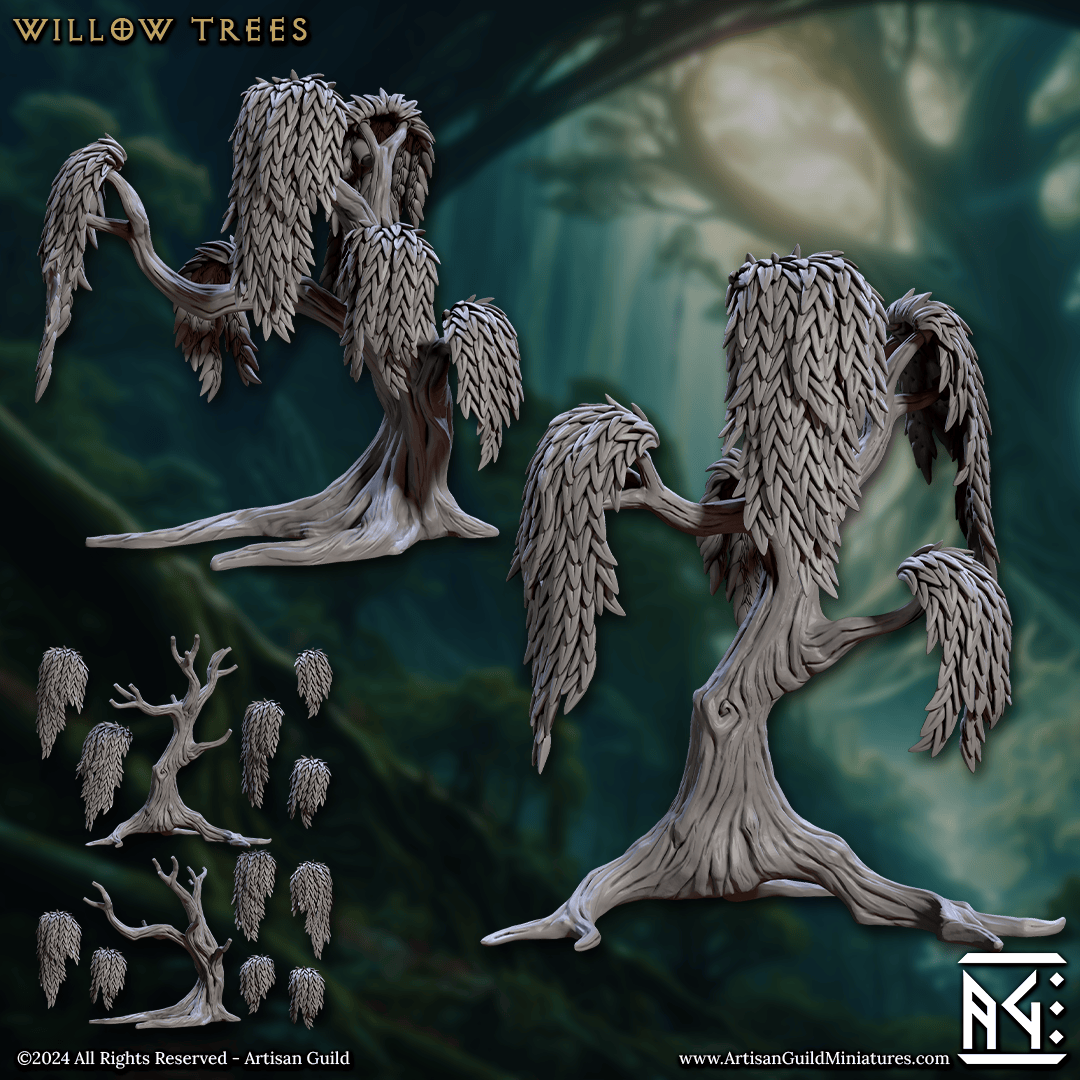 3D Printed Artisan Guild Modular Willow Trees Barkwraith Spriggans Set 28mm 32mm - 3D Printing Boss 