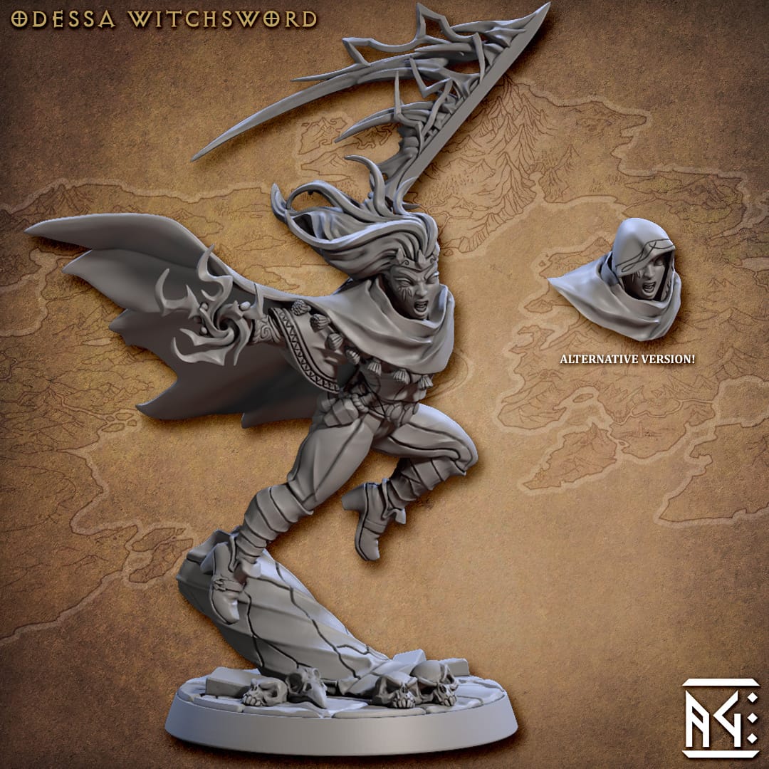 3D Printed Artisan Guild Odessa Witchsword Arcanists Guild 28mm 32mm - 3D Printing Boss 