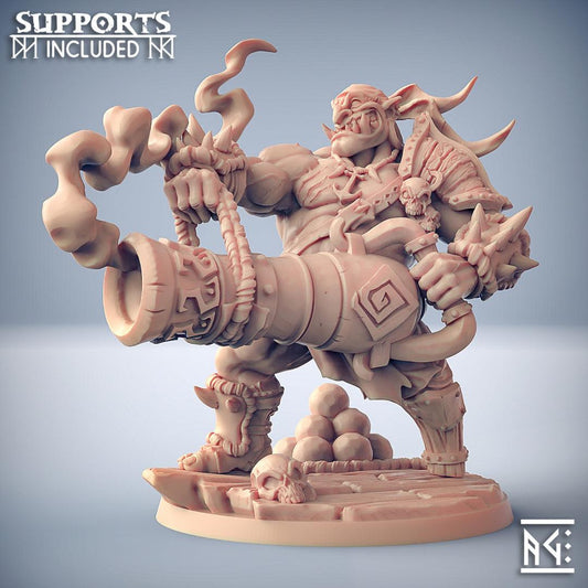 3D Printed Artisan Guild Ogre Cannoneer Hero Gronk Boomshot 28mm 32mm DnD - 3D Printing Boss 