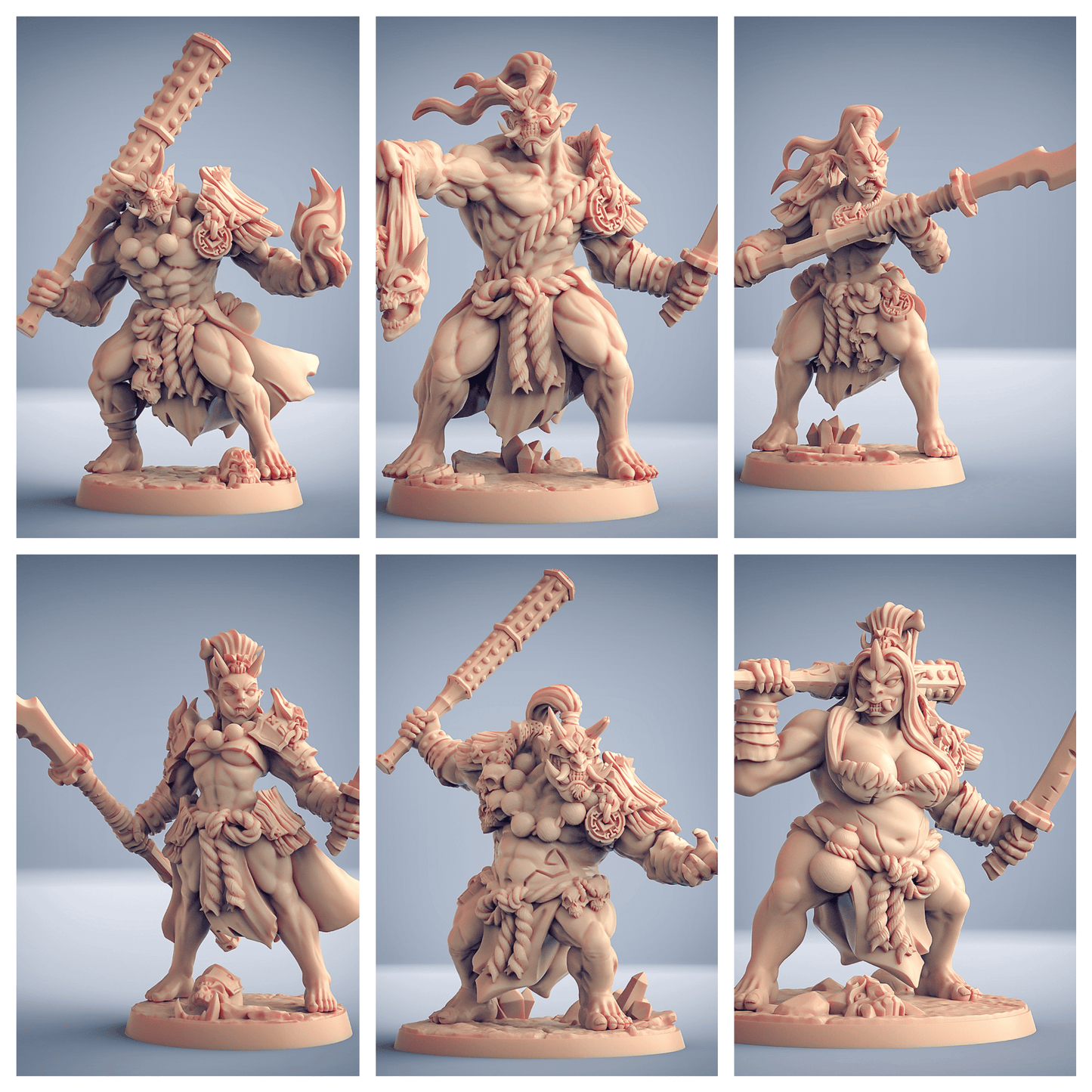 3D Printed Artisan Guild Oni Grunt Set Oni Clan 28mm 32mm - 3D Printing Boss 