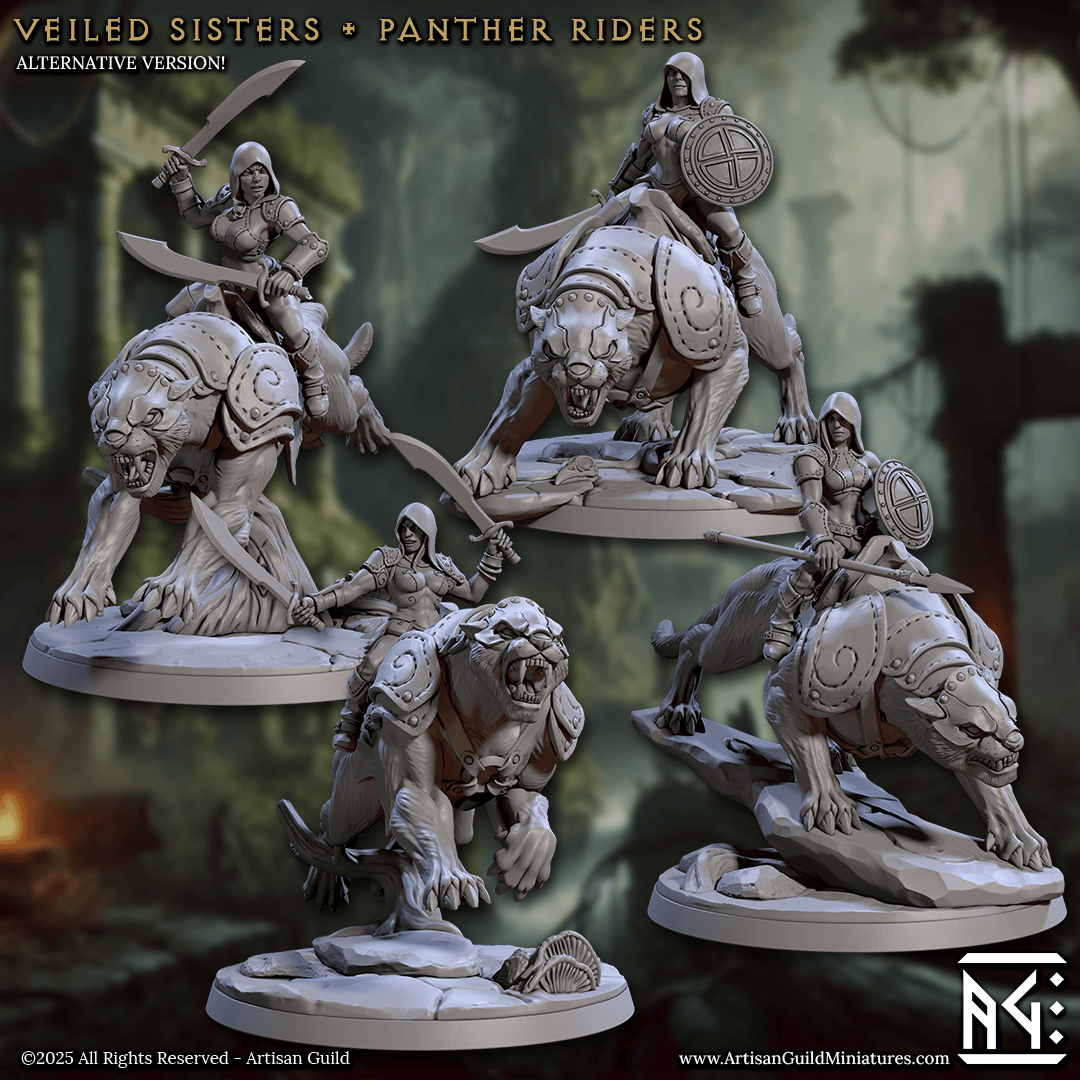 3D Printed Artisan Guild Panther Riders Veiled Sisterhood Set 28mm 32mm - 3D Printing Boss 