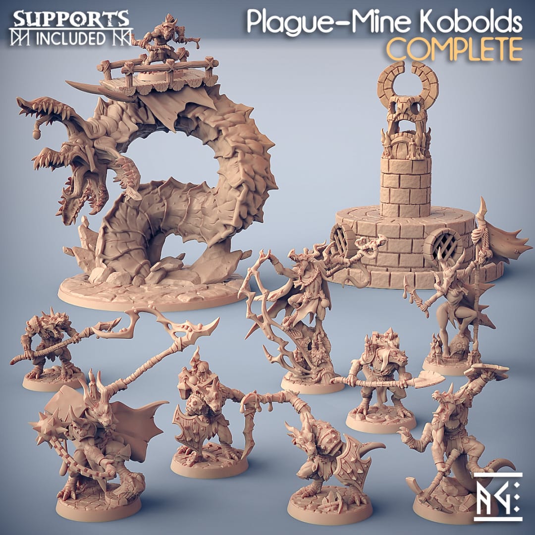 3D Printed Artisan Guild Plague Mine Kobolds Set Plague Mine Kobolds 28mm 32mm - 3D Printing Boss 
